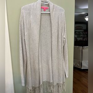 Lilly Pulitzer Tatum Long Fringe Hem Cardigan Sweater  size Large